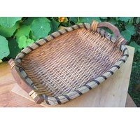 Korb Brotkorb Obstkorb Gemüsekorb Mit Holzgriffen Vintage von dingedong