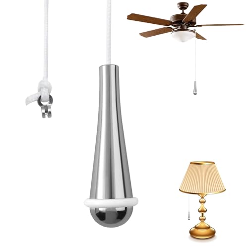 dinghaole Badezimmer Licht Zugschnur, Badezimmer Zugschnur, Pendel Gewicht Stecker, Teardrop Pendelleuchte Zuggriff, mit 150cm White String Verlängerung, für Licht Dusche Bad Ventilator Schalter von dinghaole