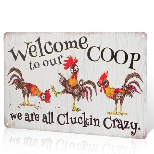 Welcome to Our Clucking Chicken Home Decor Wandkunst-Schild, dekoratives Schild für Wohnzimmer, Küche, Schlafzimmer von dingleiever