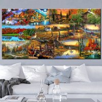 Voller Diamant Diy Mosaik Fantasy Hütte Malerei Sale Haus Strass Stickerei Tier Bär Landschaft Bild Groß von dingxing