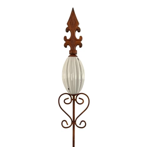 dio only for you Gartenstecker Französische Lilie 100cm. Roststecker Rostdeko Metallstecker Gartendeko Blumenstecker Dekoration für Garten weiß Weiss von dio only for you