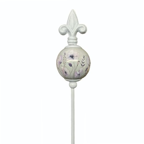 dio only for you Metallstecker mit Blumenmuster 83cm. Gartendekoration, Gartenstecker mit Keramik-Kugel, Blume von dio only for you