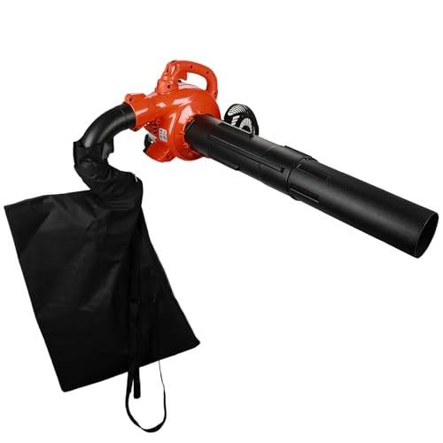Laubbläser Benzin 26CC 2-Takt Motor mit Saugfunktion | 0.7KW 2PS Handheld Luftstrom 424CFM | Inkl. 6 Blasrohre, Winddüse, Auffangsack | Für Garten, Hof, Gehweg, Winter Schneeräumung (Orange) von diowewea