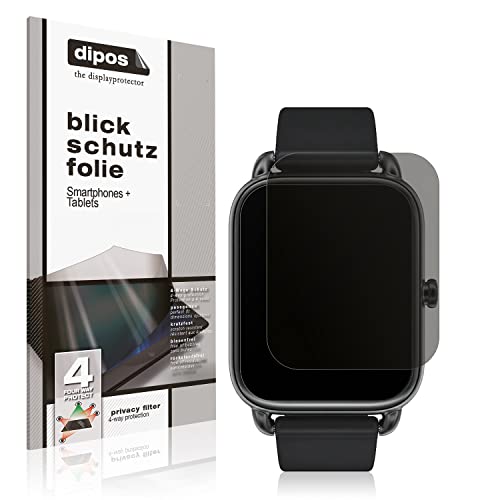 dipos I Sichtschutz-Folie matt kompatibel mit Haylou RS4 Blickschutzfolie Display-Schutzfolie Privacy-Filter (Kleiner als das Glas, da Dieses gewölbt ist) von dipos