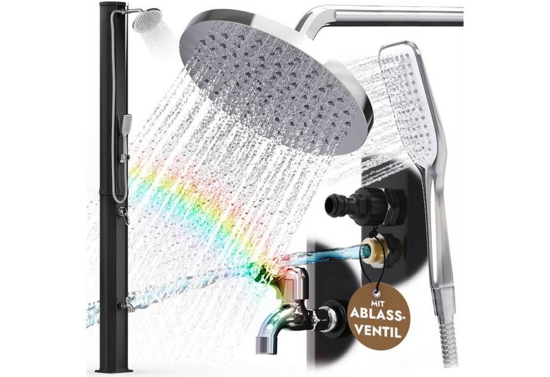 dirks-traumbad Gartendusche Solar 35l Pooldusche Außendusche mit Handbrause + Fußdusche Schwarz, Aussendusche Sauna Garten 35l Tank winterfest von dirks-traumbad