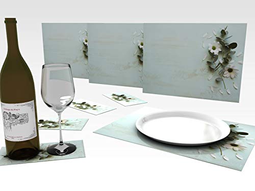Tischset Platzset | Zauberhafte Margeriten | 8-teilig Abwaschbar Kunstoff | für Zuhause Restaurant Speisetisch Innen und außen von dirxbuschinger