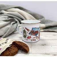 Emaille Camping Becher Hand Illustriertes Geschenk | 325 Ml von discoveranddraw