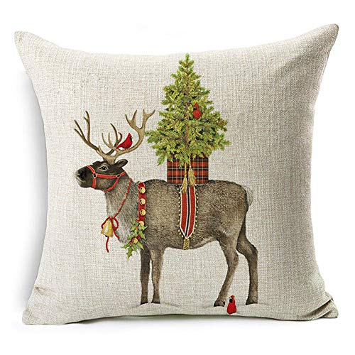 display08 Weihnachten Hund Weihnachtsmann Rentier Kissenbezug Werfen Kissen Fall Home Sofa Dekore, Leinen, #32 Christmas Deer, #32 Christmas Deer von display08