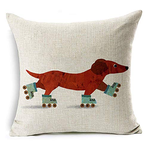 display08 Weihnachten Hund Weihnachtsmann Rentier Kissenbezug Werfen Kissen Fall Home Sofa Dekore, Leinen, #4 Dachshund Christmas, #4 Dachshund Christmas von display08