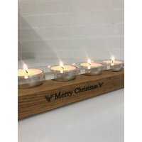 Weihnachtsideen Rustikaler Holz/Acryl Teelicht Kerzenhalter - 5 Kerzen von displayitt