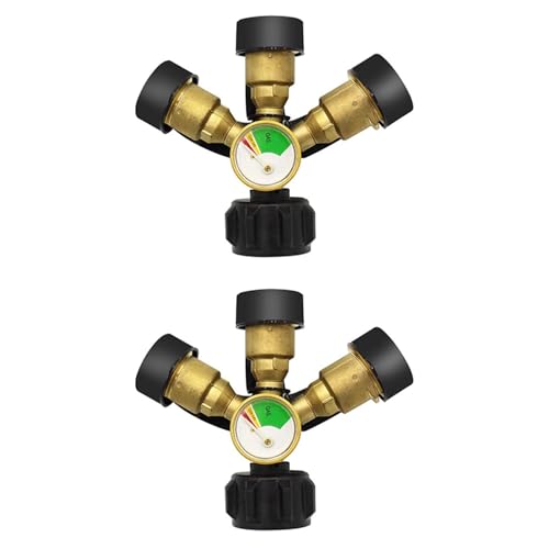 dissot 2 x Propan-Verteiler 3 Wege mit Manometer und Absperrventil, Propangasverteiler 3 Y, T-Messgerät für Propan-LP-Tank dissot 2 x Propan-Verteiler 3 Wege mit Manometer und Absperrventil, Propangasverteiler 3 Y, T-Messgerät für Propan-LP-Tank von dissot