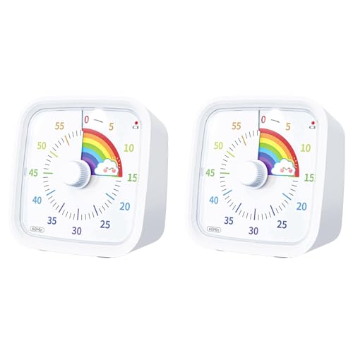 dissot 2X Visueller 60-Minuten-Timer mit Schutzhülle, Rainbow-Disk-Timer, Geräuschloses Countdown-Zeitmanagement-Tool, von dissot