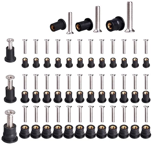 dissot 36 Paar / M5/M6 Gummi-Brunnenmuttern mit Edelstahlschraube Kajak Messing Kupfer Schrauben Brunnenmutter Set Kit von dissot