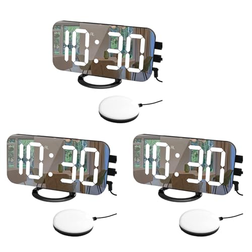 dissot 3X Digitaler, Vibrationswecker, mit 2 USB LadeanschlüSsen, 7 LED Elektronischer Schwarz von dissot