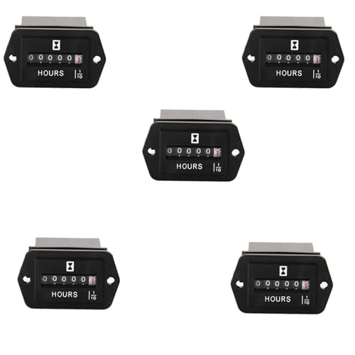 dissot 5 x mechanischer Stundenzähler DC10 V-80 V – Stundenzähler für Motor-Generatoren, Boote, Autos, Motorcross, LKW, Traktor von dissot