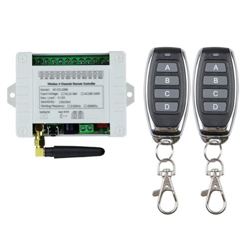 dissot DC 12 V 24 V 36 V 10 A 433 MHz 4 Kanäle Funkrelais Fernbedienung Schalter Empfänger + Sender 4 CH, 1 Empfänger 2 Fernbedienung von dissot