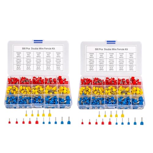 dissot Doppeldraht-Ferrule-Set, 1000 Stück Drahtklemmen, isolierte Crimpzange, Kabelstift-Endklemme dissot Doppeldraht-Ferrule-Set, 1000 Stück Drahtklemmen, isolierte Crimpzange, Kabelstift-Endklemme von dissot