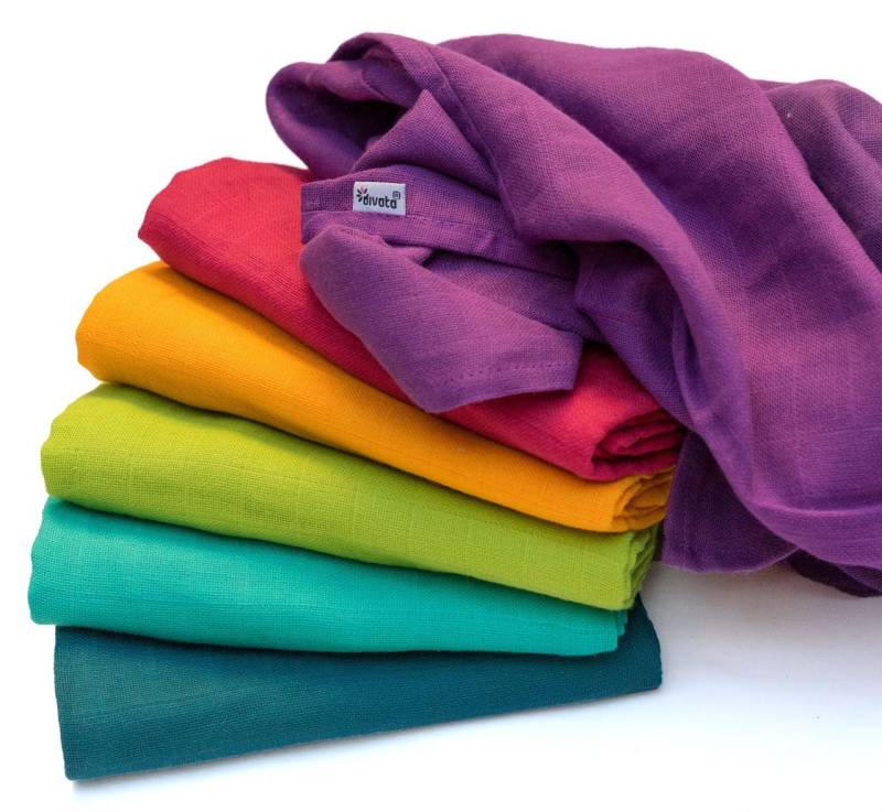 divata Spucktuch 6er Set Baby Mulltücher 80x80cm - Bunte Farbige Mullwindeln, (6-tlg), Extra weich und in leuchtenden Farben, die Babys lieben von divata