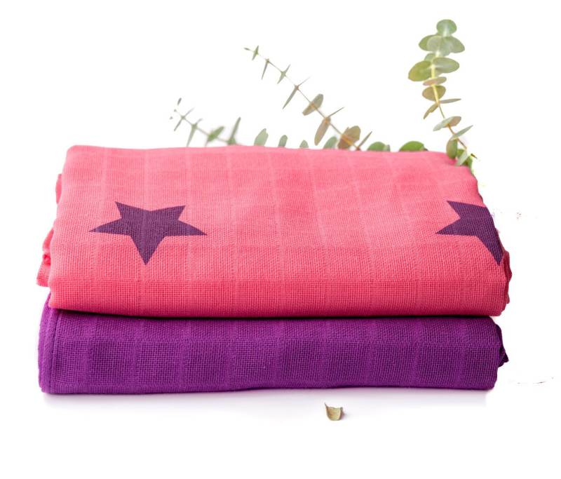 divata Spucktuch 2er Set 80x80 cm Bunte Mulltücher - Baby Spucktücher Mullwindeln von divata