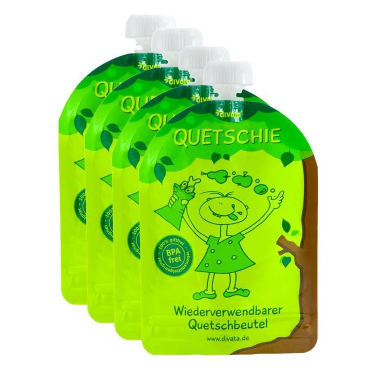 divata Trinkflasche Wiederverwendbare Quetschies, 170ml Quetschbeutel zum selbst Befüllen, Befülle Quetschies mit eigenem Gemüsebrei oder frischem Joghurt! von divata