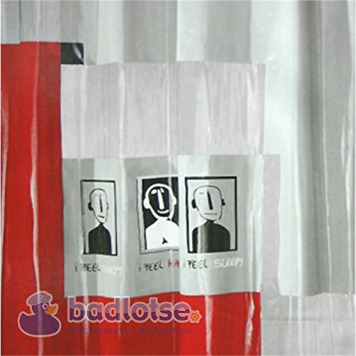 ROXANA Duschvorhang Vinyl 180 x 200 cm transparent/rot/grau Zeichnung waschbar ROXANA Duschvorhang Vinyl 180 x 200 cm transparent/rot/grau Zeichnung waschbar von diverse Duschvorhanghersteller