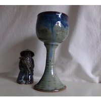 Hoher Weinkelch Aus Keramik - Blau 200 Ml von dixKeramikwerkstatt
