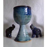 Mittelhoher Kelch Aus Keramik - Blau 200 Ml von dixKeramikwerkstatt