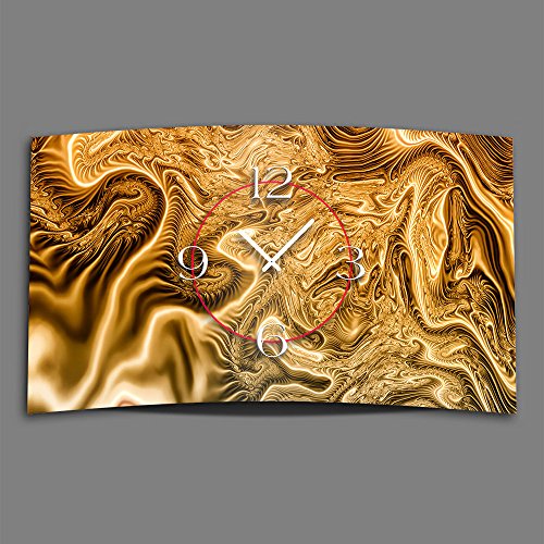 dixtime Abstrakt Digital Art Gold Designer Wanduhr modernes Wanduhren Design leise kein Ticken 3D-0259 von dixtime