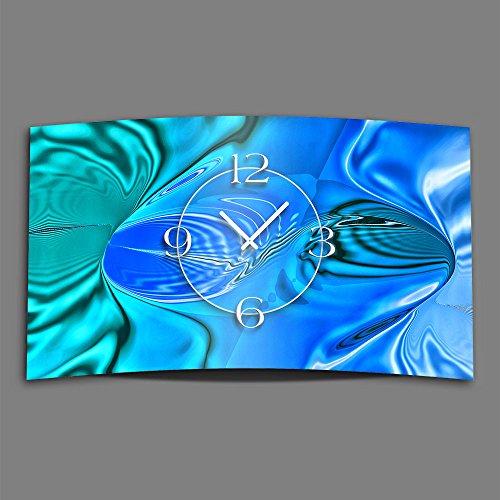 dixtime Abstrakt blau Mint türkis Designer Wanduhr modernes Wanduhren Design leise kein Ticken 3DS-0228 von dixtime