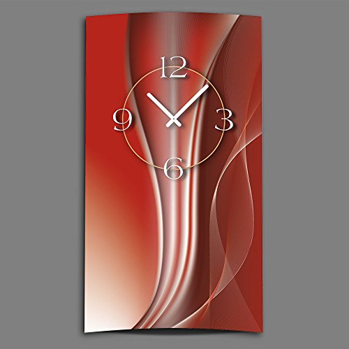 dixtime Abstrakt kupferrot hochkant Designer Wanduhr modernes Wanduhren Design leise kein Ticken 3D-0019 von dixtime