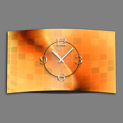dixtime Abstrakt orange Designer Wanduhr modernes Wanduhren Design leise kein Ticken 3D-0059 von dixtime