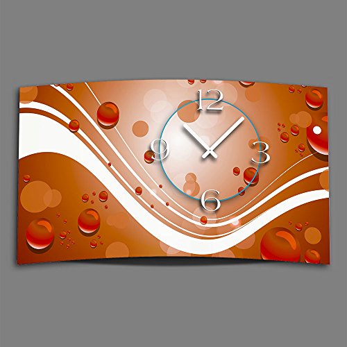 dixtime Digital Designer Art abstrakt orange Designer Wanduhr modernes Wanduhren Design leise kein Ticken 3D-0386 von dixtime