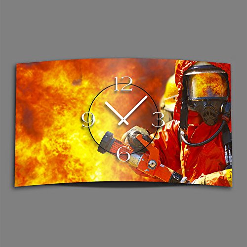 dixtime Feuerwehr Designer Wanduhr modernes Wanduhren Design leise kein Ticken 3D-0062 von dixtime