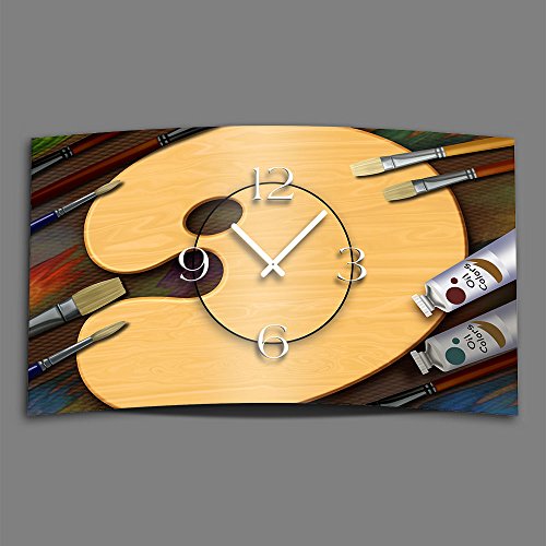 dixtime Maler Palette Designer Wanduhr modernes Wanduhren Design leise kein Ticken 3D-0103 von dixtime