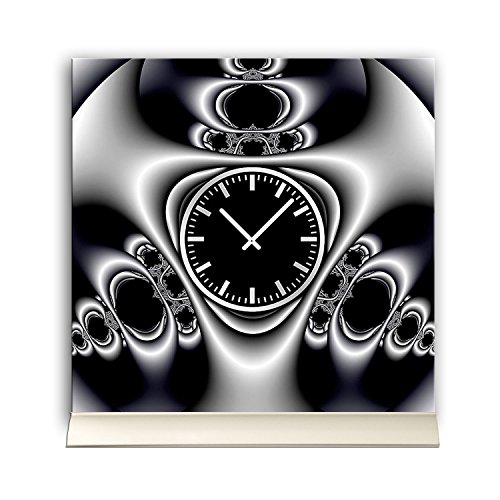 dixtime Tischuhr 30cmx30cm inkl. Alu-Ständer - edles Design schwarz grau geräuschloses Quarzuhrwerk - Kaminuhr - Standuhr TU3091 von dixtime