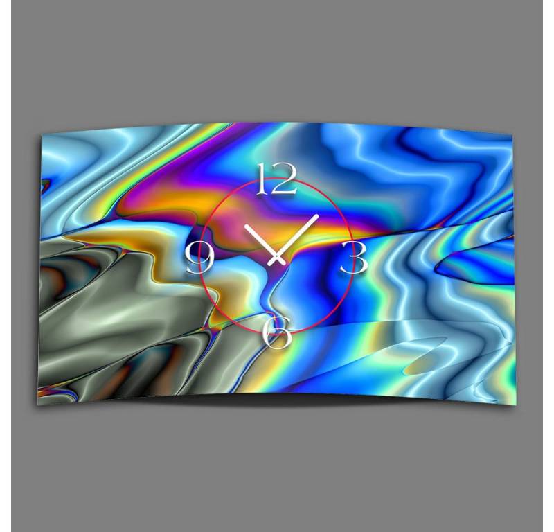 dixtime Wanduhr Abstrakt Farbverlauf bunt Designer Wanduhr (Einzigartige 3D-Optik aus 4mm Alu-Dibond) von dixtime