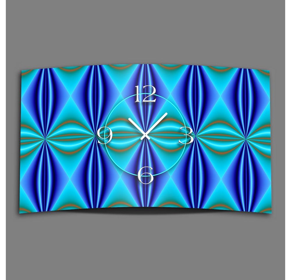 dixtime Wanduhr Abstrakt Muster blau türkis Designer Wanduhr modernes Wanduhren Design (Einzigartige 3D-Optik aus 4mm Alu-Dibond) von dixtime