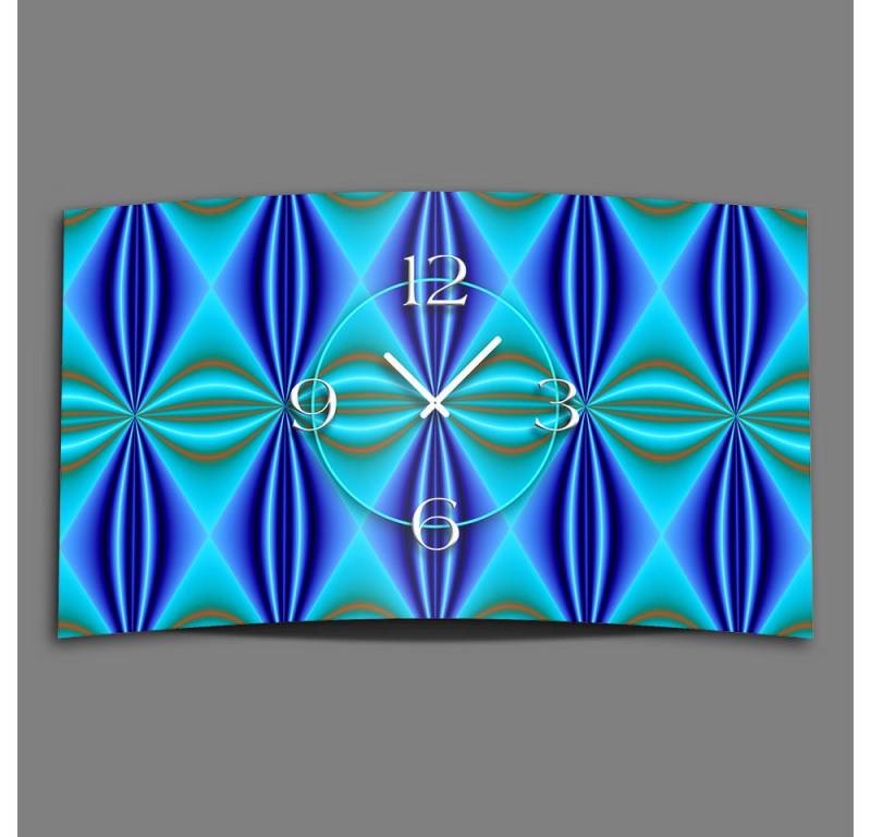 dixtime Wanduhr Abstrakt Muster blau türkis Designer Wanduhr (Einzigartige 3D-Optik aus 4mm Alu-Dibond) von dixtime