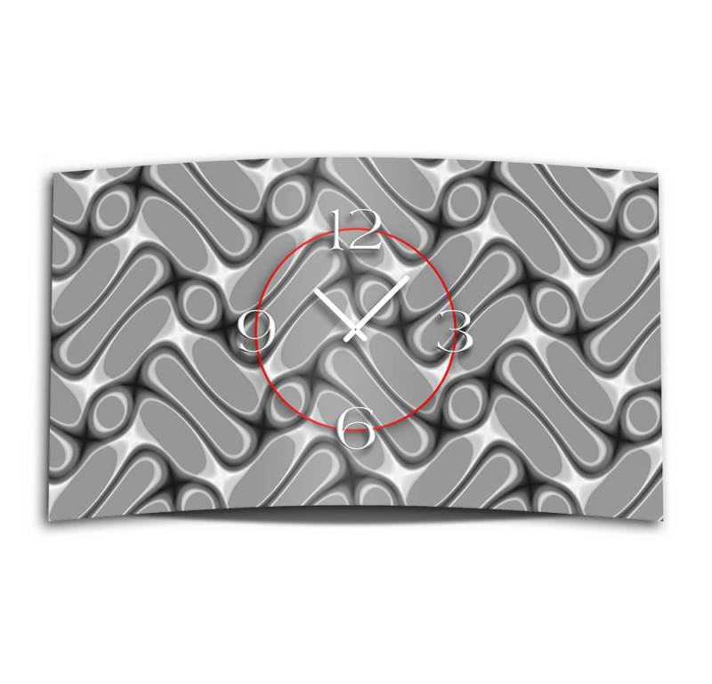 dixtime Wanduhr Abstrakt Muster grau Designer Wanduhr (Einzigartige 3D-Optik aus 4mm Alu-Dibond) von dixtime