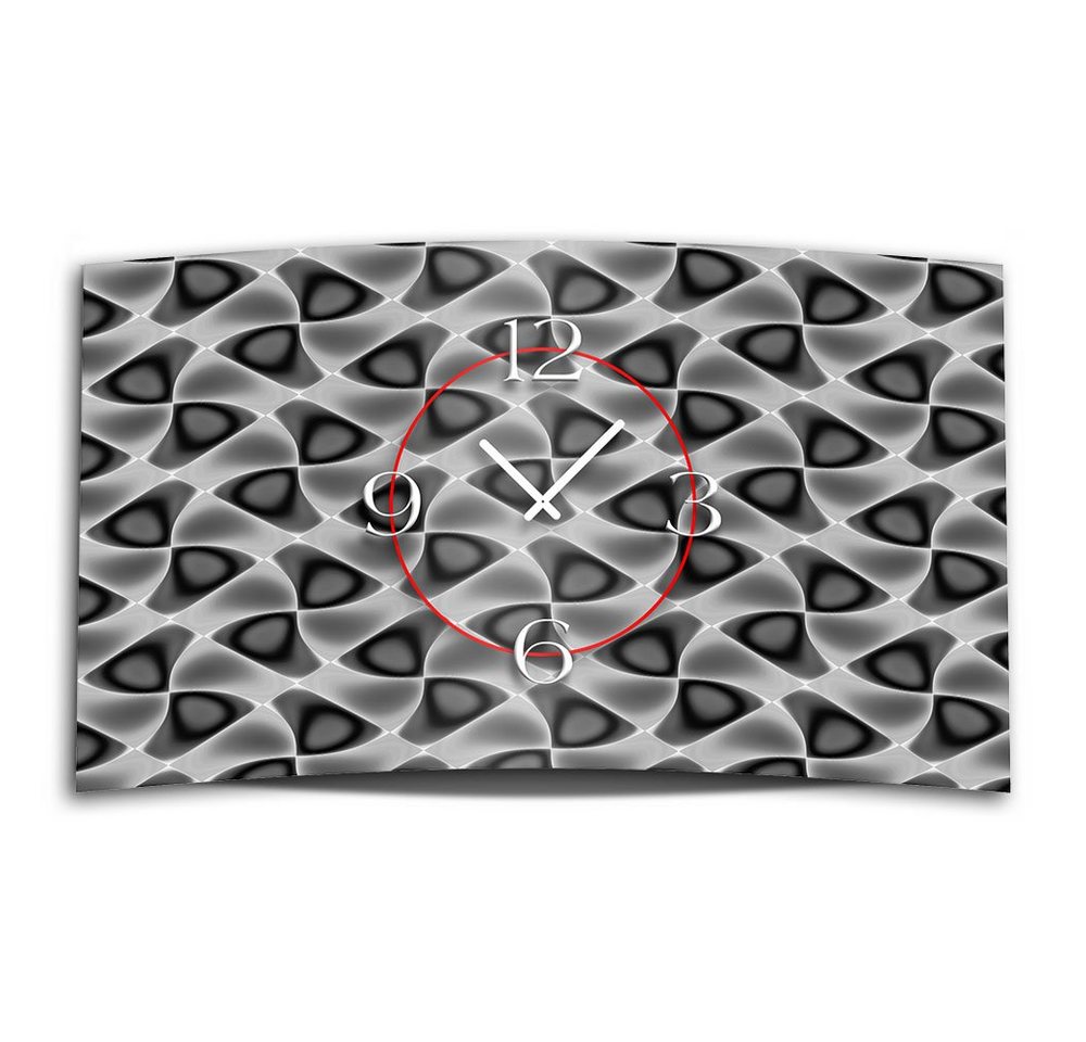 dixtime Wanduhr Abstrakt Muster grau schwarz Designer Wanduhr modernes Wanduhren Desig (Einzigartige 3D-Optik aus 4mm Alu-Dibond) von dixtime