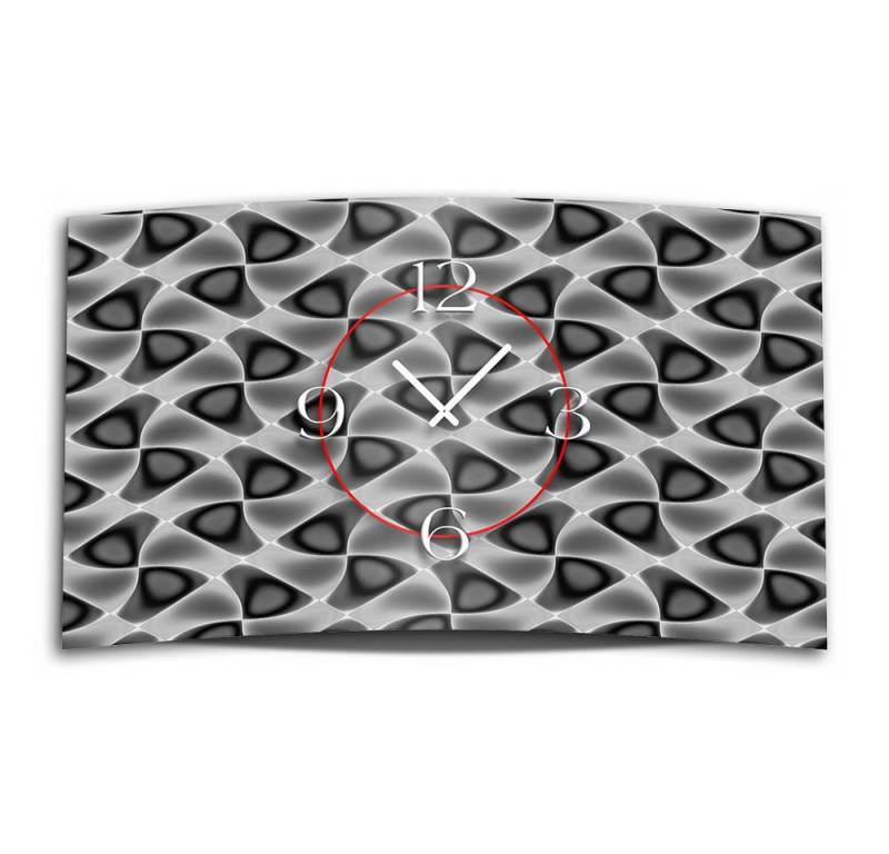 dixtime Wanduhr Abstrakt Muster grau schwarz Designer Wanduhr (Einzigartige 3D-Optik aus 4mm Alu-Dibond) von dixtime