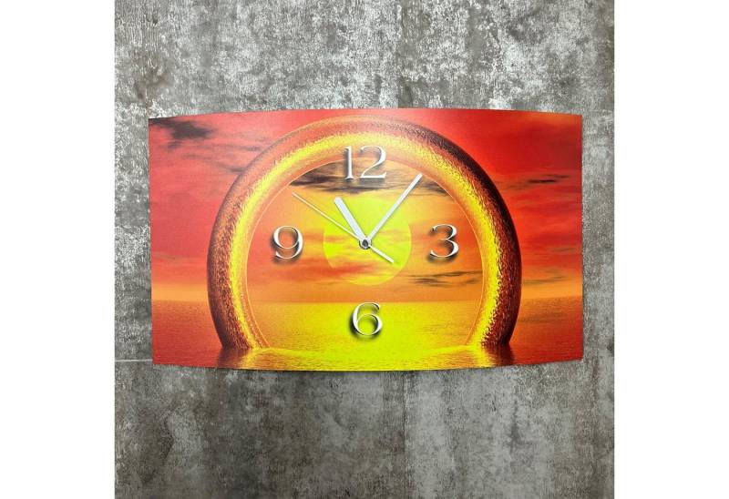 dixtime Wanduhr Abstrakt Sonnenuntergang Designer Wanduhr (Einzigartige 3D-Optik aus 4mm Alu-Dibond) von dixtime