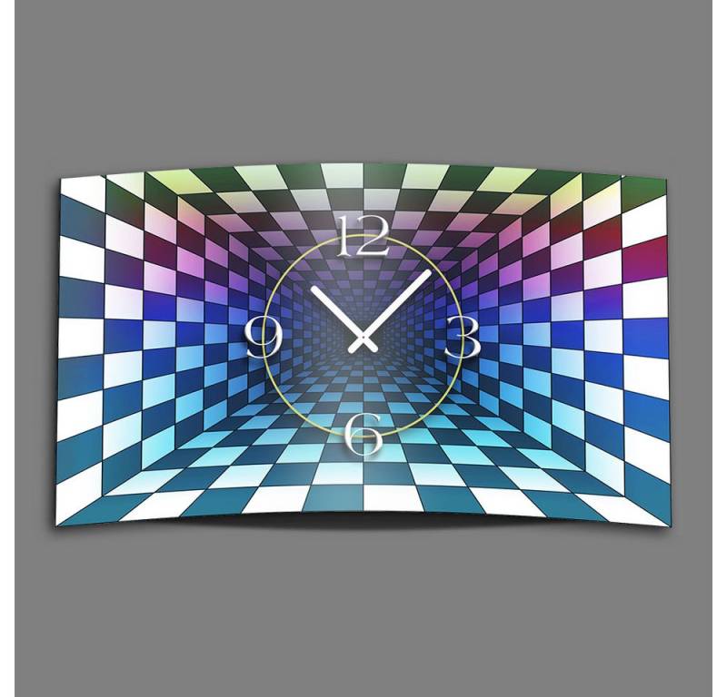 dixtime Wanduhr Abstrakt Space Chessboard Designer Wanduhr (Einzigartige 3D-Optik aus 4mm Alu-Dibond) von dixtime