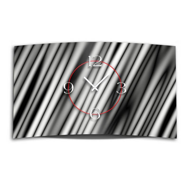dixtime Wanduhr Abstrakt Streifen grau Designer Wanduhr (Einzigartige 3D-Optik aus 4mm Alu-Dibond) von dixtime