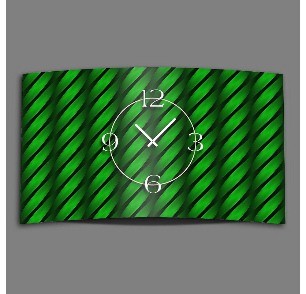 dixtime Wanduhr Abstrakt Welle grün Designer Wanduhr modernes Wanduhren Design leise (Einzigartige 3D-Optik aus 4mm Alu-Dibond) von dixtime