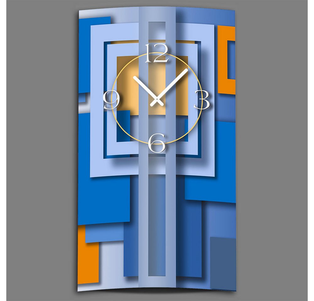 dixtime Wanduhr Abstrakt blau hochkant Designer Wanduhr (Einzigartige 3D-Optik aus 4mm Alu-Dibond) von dixtime