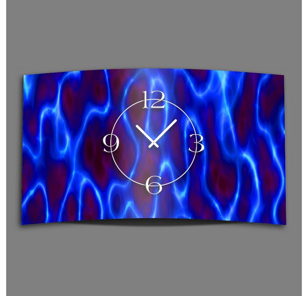 dixtime Wanduhr »Abstrakt blau lila Designer Wanduhr modernes« (Einzigartige 3D-Optik aus 4mm Alu-Dibond) von dixtime