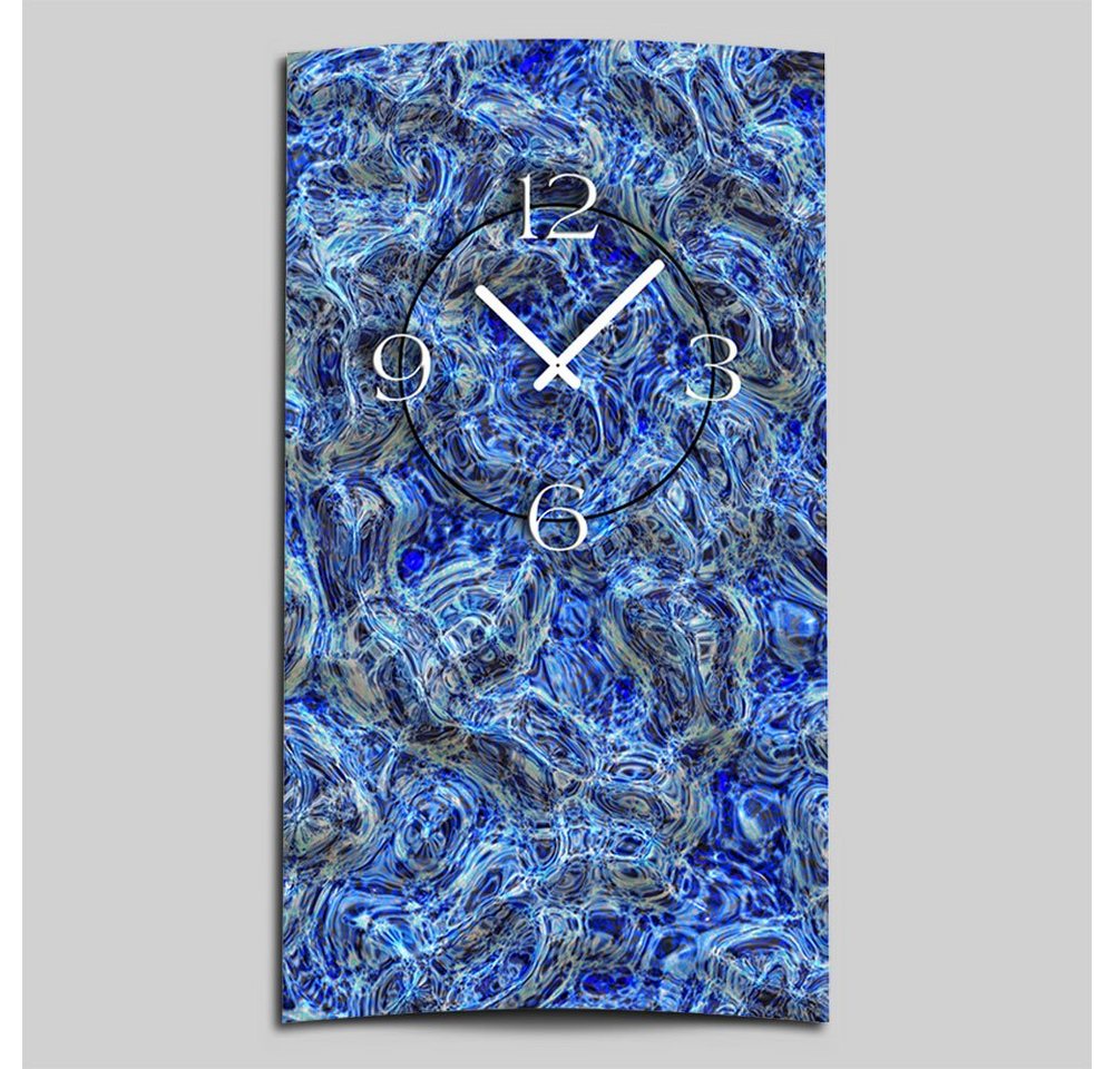 dixtime Wanduhr Abstrakt blau marmoriert Designer Wanduhr modernes Wanduhren Design (Einzigartige 3D-Optik aus 4mm Alu-Dibond) von dixtime