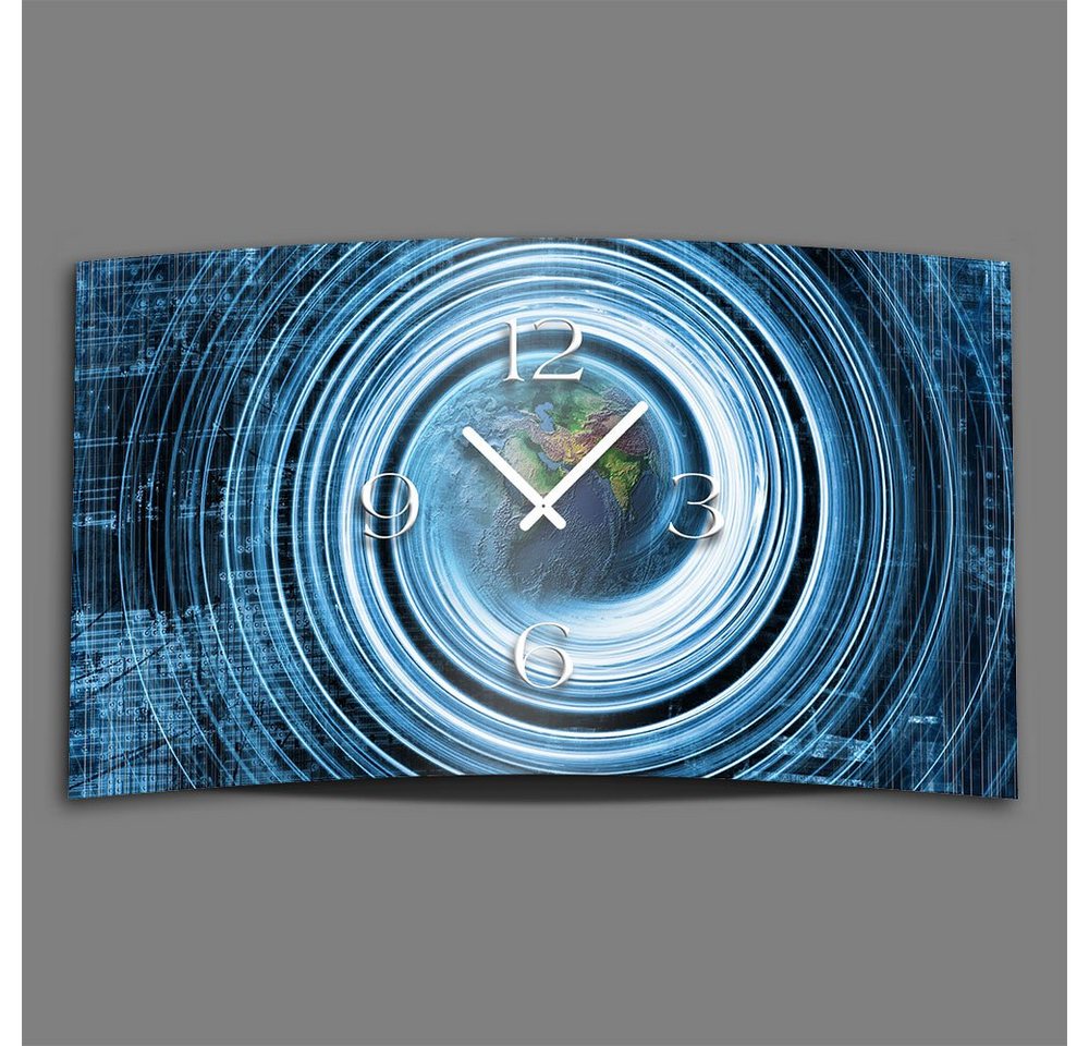 dixtime Wanduhr Abstrakt digitale Welt Designer Wanduhr modernes Wanduhren Design (Einzigartige 3D-Optik aus 4mm Alu-Dibond) von dixtime