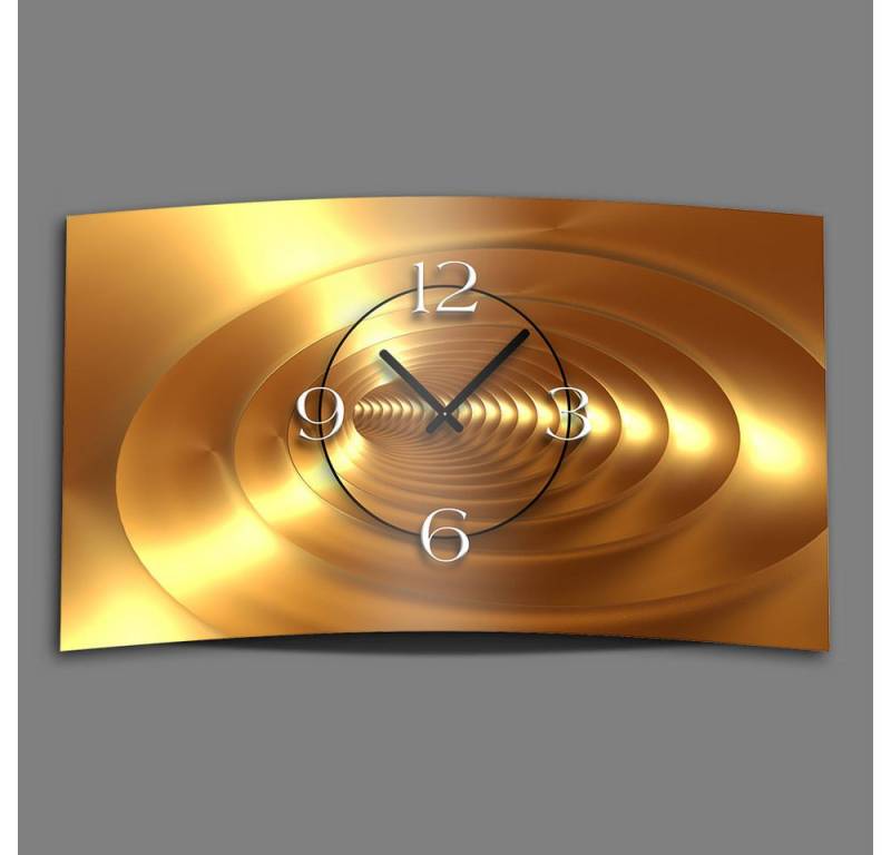 dixtime Wanduhr Abstrakt gold bronze Designer Wanduhr (Einzigartige 3D-Optik aus 4mm Alu-Dibond) von dixtime